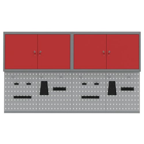 Комплект инструментален шкаф с рафт с заключване 6 pcs Червено