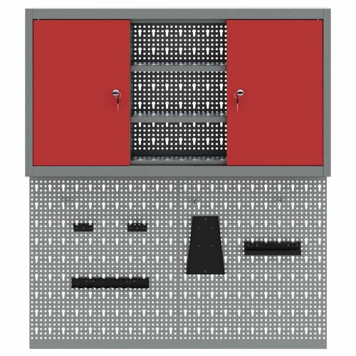 Комплект инструментален шкаф с рафт с заключване 3 pcs Червено