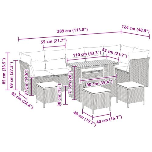 Градински Софа Комплект 10 pcs бежово и светлосиво