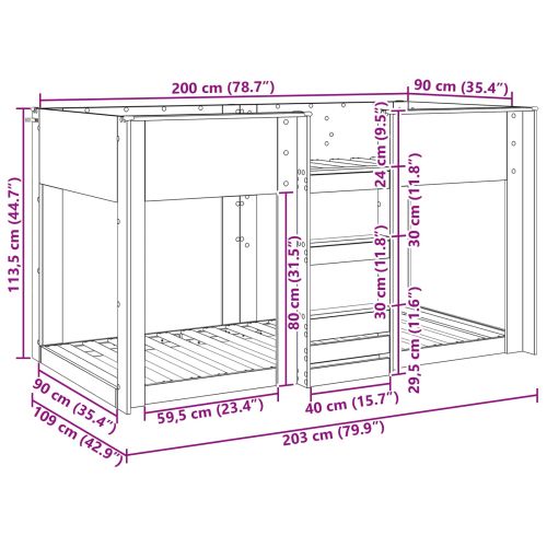 Двуетажно легло за деца Дъб 90 x 200 cm Инженерно дърво