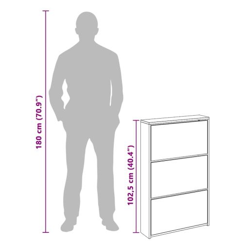 Шкаф за обувки с огледало, 2 нива, кафяв дъб, 63x17x102,5 см