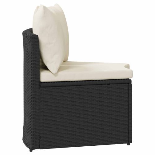 Комплект дивани 2 pcs Черно Солидно акациево дърво и полиратан