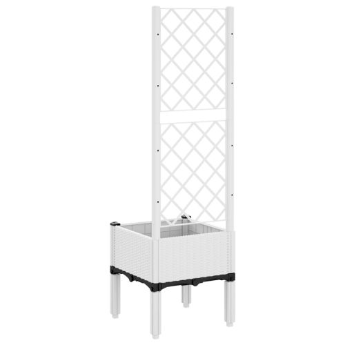 Градински сандък с пергола, бял, 40x40x142 см, PP