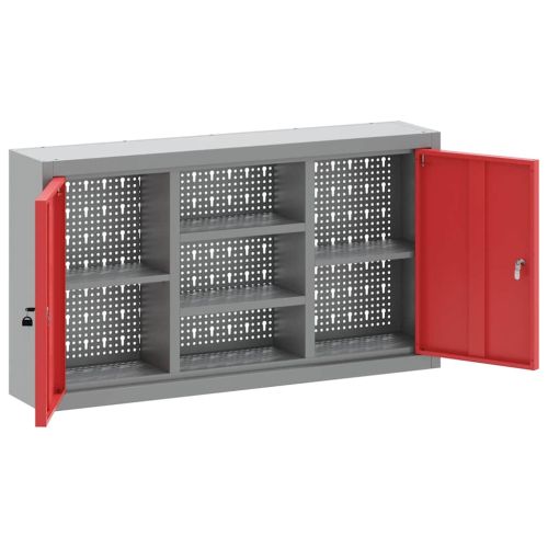 Шкаф за инструменти с рафт Червен и сив 50 x 20 x 55 см