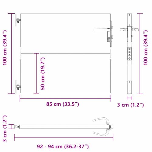 Градинска врата Черно 85 x 100 cm Прахово покритие стомана