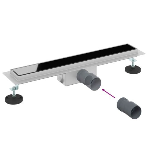 Душов дренаж с стъклено покритие Черно 50 cm