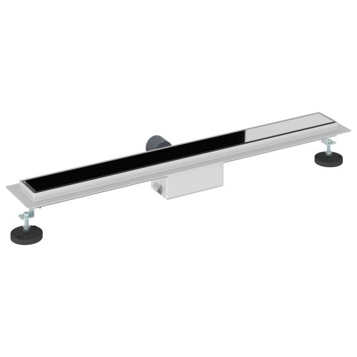 Душов дренаж с стъклено покритие Черно 80 cm