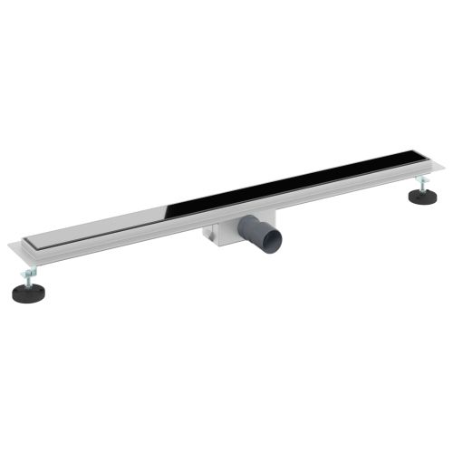 Душов дренаж с стъклено покритие Черно 90 cm