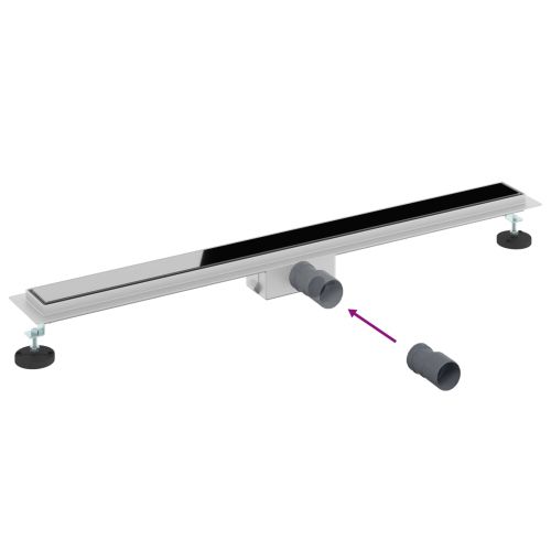 Душов дренаж с стъклено покритие Черно 100 cm