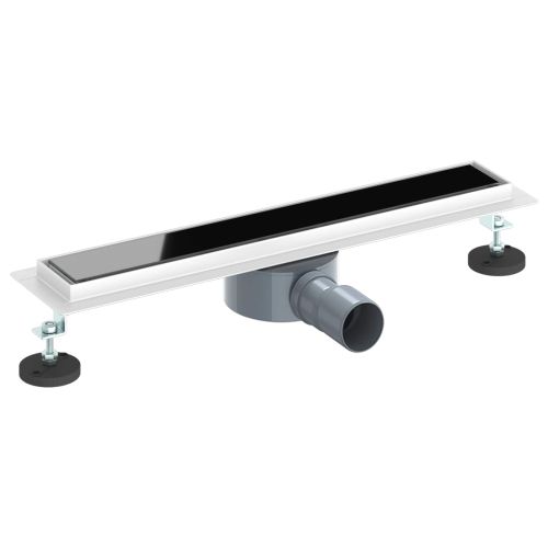 Душов дренаж с стъклен капак и 360° сифона Черно 50 cm