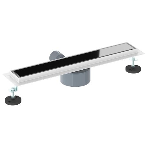 Душов дренаж с стъклен капак и 360° сифона Черно 50 cm