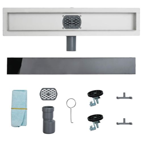 Душов дренаж с стъклен капак и 360° сифона Черно 50 cm