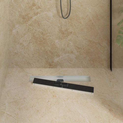 Душов дренаж с стъклен капак и 360° сифона Черно 60 cm