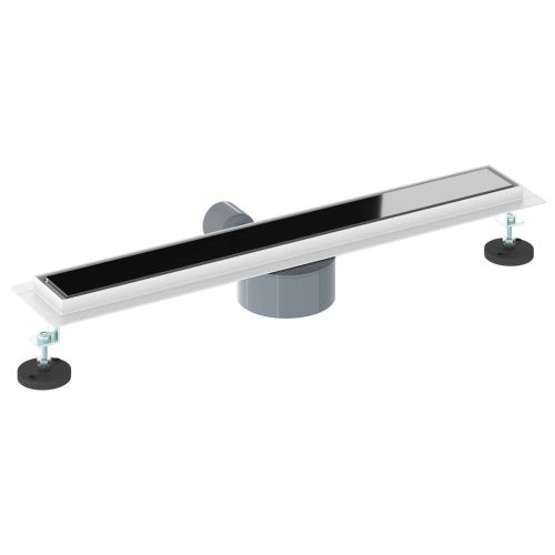 Душов дренаж с стъклен капак и 360° сифона Черно 60 cm