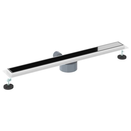 Душов дренаж с стъклен капак и 360° сифона Черно 80 cm