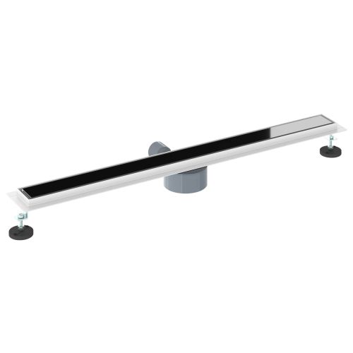 Душов дренаж с стъклен капак и 360° сифона Черно 90 cm