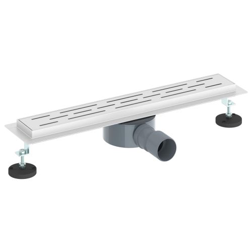 Душов дренаж с стъклен капак и 360° сифона Сребрист 50 cm