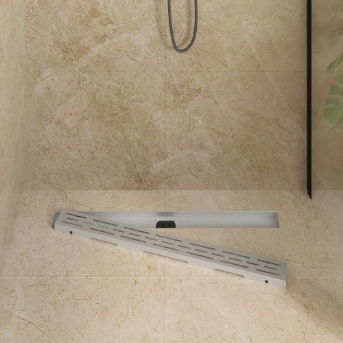 Душов дренаж с стъклен капак и 360° сифона Сребрист 80 cm