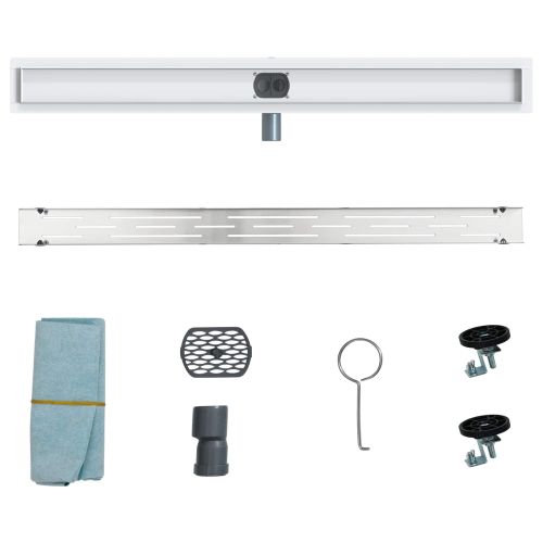 Душов дренаж с стъклен капак и 360° сифона Сребрист 100 cm