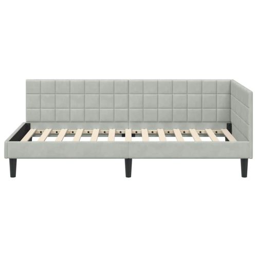 Ъглова рамка за легло Светлосиво 90 см x 190 см Кадифе