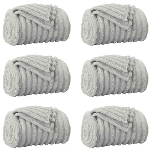Одеала за хвърляне 6 pcs Сив 240 x 220 cm Мека вълна