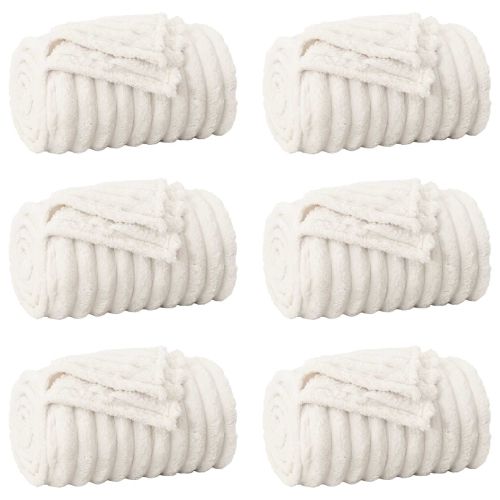 Одеала за хвърляне 6 pcs Крем 200 x 150 cm Мека вълна