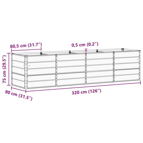 Кашпа Светлосиво 240 x 80 x 75 см Стомана
