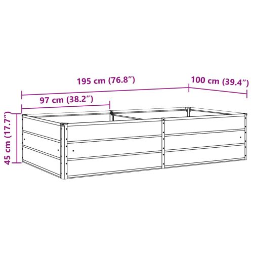 Кашпа Светлосиво 195 x 100 x 45 см Галванизирана стомана