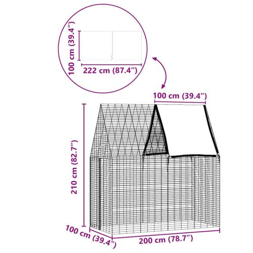 Клетка за заек Сребрист 200 x 100 x 210 см