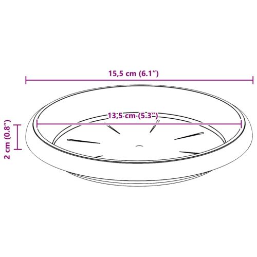 Кръгъл поднос за цветя 6 pcs Черно Ø 14 x 2 см Пластмаса