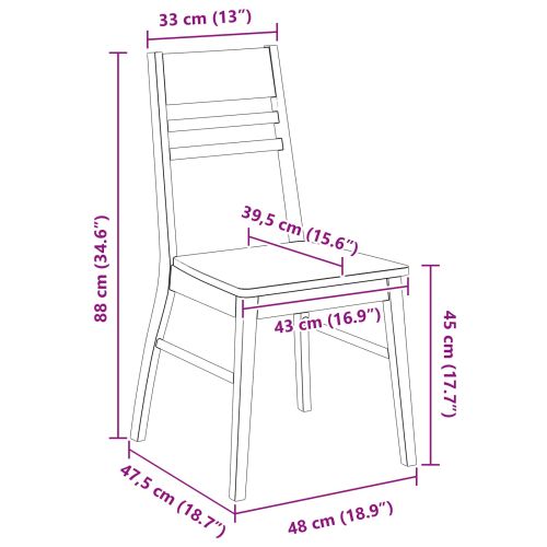 Обедени столове 2 pcs Естествен 43 x 54 x 89 см