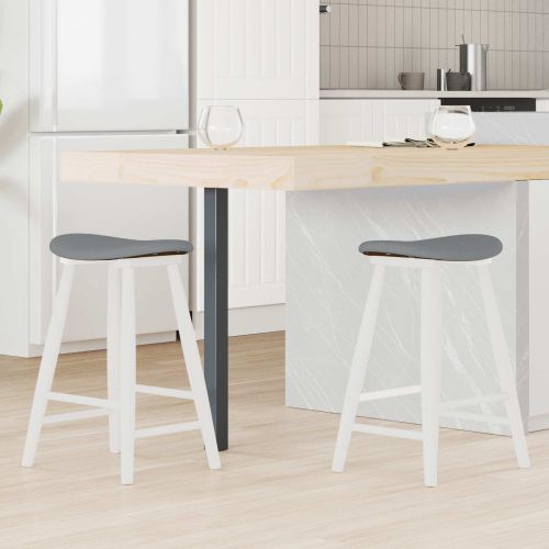 Обедени столове 2 pcs Бяло 46 x 37 x 63 см Солидно гумено дърво