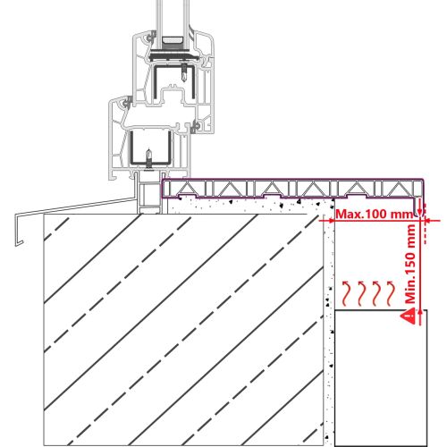 Перваз за прозорец Антрацит с дъресен шарка 100 x 40 x 4,5 см