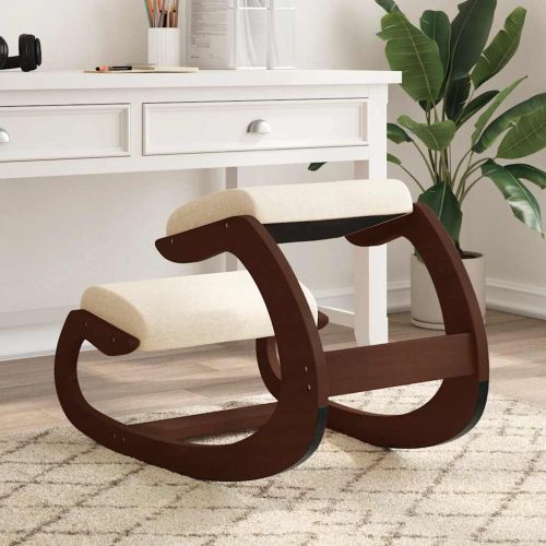 Стол с опора за колене, кремав, 55x84x55 см, шперплат от бреза