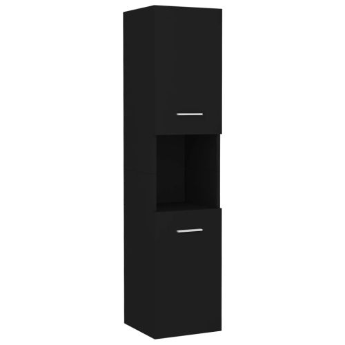 Комплект мебели за баня, черен, ПДЧ