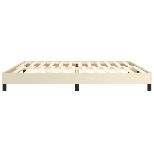 Рамка за легло с пружини кремава 200x200 см изкуствена кожа