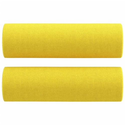 2-местен диван с декоративни възглавници светложълт 140 см плат