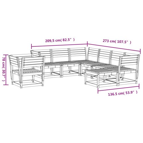 Градински лаундж комплект, 8 части, дугласко дърво масив