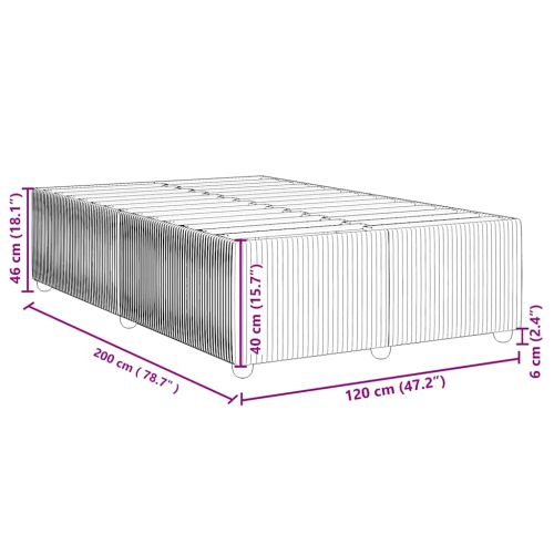 Рамка за легло без матрак, светлосива, 120x200 см, кадифе