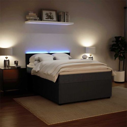 Боксспринг легло с матрак, тъмносиво, 140x200 см, кадифе