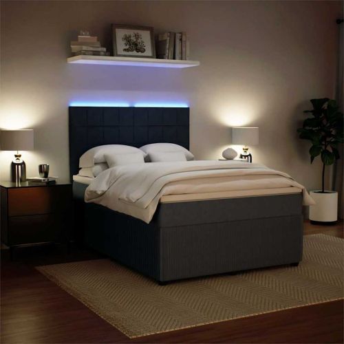 Боксспринг легло с матрак, тъмносиво, 140x200 см, кадифе