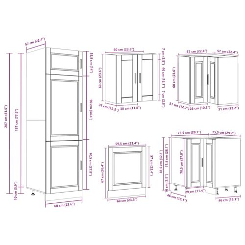 Комплект кухненски шкафове от 14 части Porto, инженерно дърво