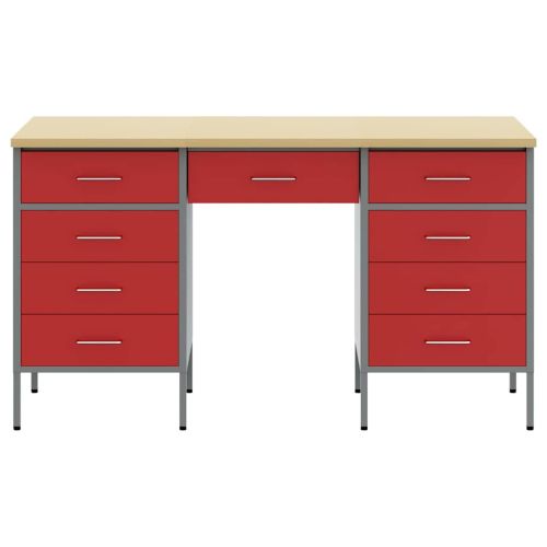 Работен кабинет с чекмедже 3 pcs Червено 150 x 55 x 85 см