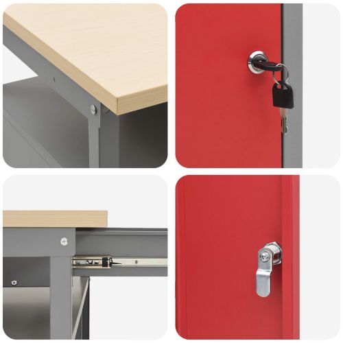 Комплект работна маса с чекмедже 2 pcs Червено 200 x 55 x 85 см