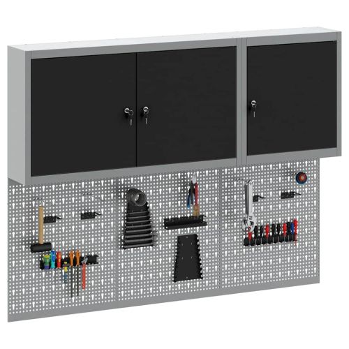 Комплект инструментален шкаф с рафт със съхранение 5 pcs Черно