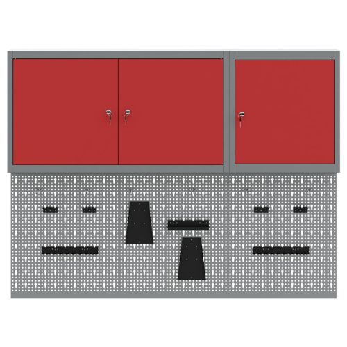 Комплект инструментален шкаф с рафт с заключване 5 pcs Червено