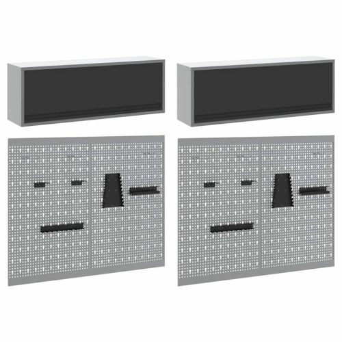 Комплект инструментален шкаф с рафт със съхранение 6 pcs Черно