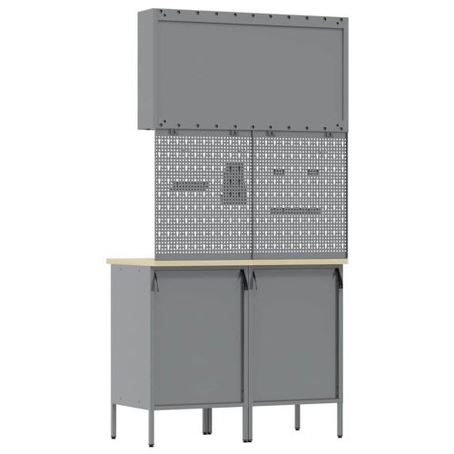 Работна маса с чекмедже 5 pcs Червено 100 x 55 x 200 см Стомана