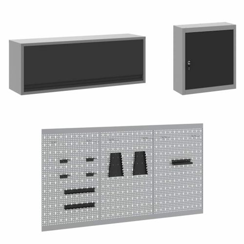 Комплект работни шкафове с чекмедже със съхранение 8 pcs Черно