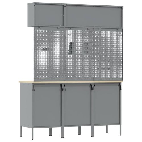 Комплект работни шкафове с чекмедже със съхранение 8 pcs Черно